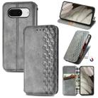 For Google Pixel 8 Cubic Grid Pressed Magnetic Leather Phone Case(Gray) - 1