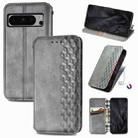 For Google Pixel 8 Pro Cubic Grid Pressed Magnetic Leather Phone Case(Gray) - 1