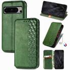 For Google Pixel 8 Pro Cubic Grid Pressed Magnetic Leather Phone Case(Green) - 1