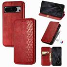 For Google Pixel 8 Pro Cubic Grid Pressed Magnetic Leather Phone Case(Red) - 1