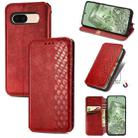 For Google Pixel 8a Cubic Grid Pressed Magnetic Leather Phone Case(Red) - 1