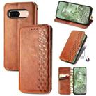 For Google Pixel 8a Cubic Grid Pressed Magnetic Leather Phone Case(Brown) - 1