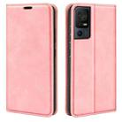 For TCL 40 SE Retro-skin  Magnetic Suction Leather Phone Case(Pink) - 1