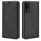 For TCL 40R Retro-skin Magnetic Suction Leather Phone Case(Black) - 1