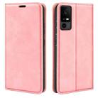 For TCL 40R Retro-skin Magnetic Suction Leather Phone Case(Pink) - 1