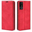 For TCL 40R Retro-skin Magnetic Suction Leather Phone Case(Red) - 1