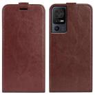 For TCL 40 SE R64 Texture Vertical Flip Leather Phone Case(Brown) - 1