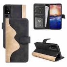 For TCL 40R Stitching Horizontal Flip Leather Phone Case(Black) - 1