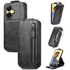 For Realme C55 Zipper Wallet Vertical Flip Leather Phone Case(Black) - 1