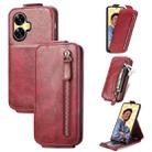 For Realme C55 Zipper Wallet Vertical Flip Leather Phone Case(Red) - 1