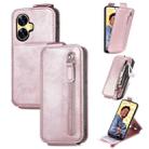 For Realme C55 Zipper Wallet Vertical Flip Leather Phone Case(Rose Gold) - 1