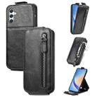 For Samsung Galaxy A34 5G Zipper Wallet Vertical Flip Leather Phone Case(Black) - 1