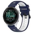 For Garmin Forerunner 265S Music 18mm Sports Two-Color Silicone Watch Band(Midnight Blue+White) - 1