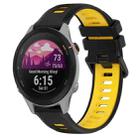 For Garmin Forerunner 255S 18mm Sports Two-Color Silicone Watch Band(Black+Yellow) - 1