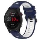 For Garmin Forerunner 255S Music 18mm Sports Two-Color Silicone Watch Band(Midnight Blue+White) - 1