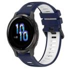 For Garmin Venu 2S 18mm Sports Two-Color Silicone Watch Band(Midnight Blue+White) - 1