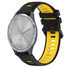 For Garmin Vivomove 3S 18mm Sports Two-Color Silicone Watch Band(Black+Yellow) - 1