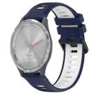 For Garmin Vivomove 3S 18mm Sports Two-Color Silicone Watch Band(Midnight Blue+White) - 1