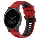 For Garmin Vivoactive 4S 18mm Sports Two-Color Silicone Watch Band(Red+Black) - 1