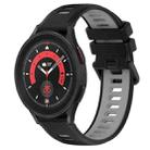 For Samsung Galaxy Watch5 Pro 45mm 20mm Sports Two-Color Silicone Watch Band(Black+Grey) - 1
