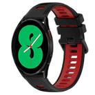 For Samsung Galaxy Watch4 44mm 20mm Sports Two-Color Silicone Watch Band(Black+Red) - 1
