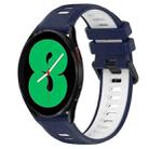 For Samsung Galaxy Watch4 44mm 20mm Sports Two-Color Silicone Watch Band(Midnight Blue+White) - 1