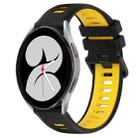 For Samsung Galaxy Watch4 40mm 20mm Sports Two-Color Silicone Watch Band(Black+Yellow) - 1