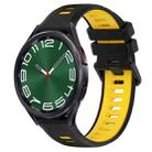 For Samsung Galaxy Watch 6 Classic 43mm 20mm Sports Two-Color Silicone Watch Band(Black+Yellow) - 1