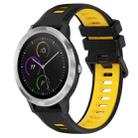 For Garmin Vivoactive3 20mm Sports Two-Color Silicone Watch Band(Black+Yellow) - 1