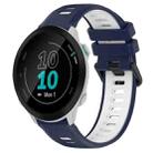 For Garmin Forerunner 55 20mm Sports Two-Color Silicone Watch Band(Midnight Blue+White) - 1