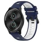 For Garmin VivoMove Style 20mm Sports Two-Color Silicone Watch Band(Midnight Blue+White) - 1