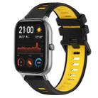 For Amazfit GTS 20mm Sports Two-Color Silicone Watch Band(Black+Yellow) - 1