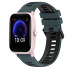For Amazfit Pop Pro 20mm Sports Two-Color Silicone Watch Band(Olive Green + Black) - 1
