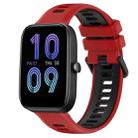 For Amazfit Bip3 20mm Sports Two-Color Silicone Watch Band(Red+Black) - 1