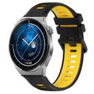 For Huawei Watch GT3 Pro 43mm 20mm Sports Two-Color Silicone Watch Band(Black+Yellow) - 1