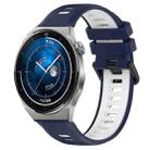 For Huawei Watch GT3 Pro 43mm 20mm Sports Two-Color Silicone Watch Band(Midnight Blue+White) - 1