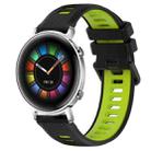 For Huawei Watch GT2 42mm 20mm Sports Two-Color Silicone Watch Band(Black+Green) - 1