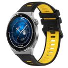 For Huawei Watch GT3 Pro 46mm 22mm Sports Two-Color Silicone Watch Band(Black+Yellow) - 1