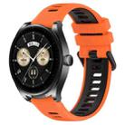 For Huawei Watch Buds 22mm Sports Two-Color Silicone Watch Band(Orange+Black) - 1