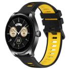 For Huawei Watch Buds 22mm Sports Two-Color Silicone Watch Band(Black+Yellow) - 1