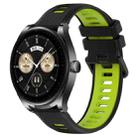 For Huawei Watch Buds 22mm Sports Two-Color Silicone Watch Band(Black+Green) - 1