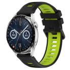For Huawei Watch GT3 46mm 22mm Sports Two-Color Silicone Watch Band(Black+Green) - 1