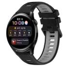 For Huawei Watch 3 22mm Sports Two-Color Silicone Watch Band(Black+Grey) - 1