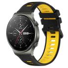 For Huawei GT2 Pro 22mm Sports Two-Color Silicone Watch Band(Black+Yellow) - 1