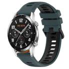 For Huawei GT2 46mm 22mm Sports Two-Color Silicone Watch Band(Olive Green+Black) - 1
