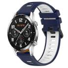 For Huawei GT2 46mm 22mm Sports Two-Color Silicone Watch Band(Midnight Blue+White) - 1