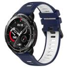 For Honor Watch GS Pro 22mm Sports Two-Color Silicone Watch Band(Midnight Blue+White) - 1