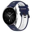 For Xiaomi Watch S2 42mm 22mm Sports Two-Color Silicone Watch Band(Midnight Blue+White) - 1