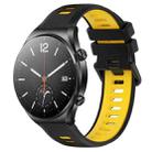 For Xiaomi MI Watch S1 22mm Sports Two-Color Silicone Watch Band(Black+Yellow) - 1
