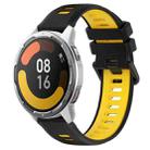 For Xiaomi MI Watch Color 2 22mm Sports Two-Color Silicone Watch Band(Black+Yellow) - 1